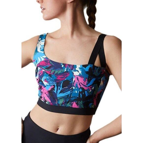 Josie Natori Tops - Josie Natori Womens Solstice Cropped Cami Top XS Blue Floral Asymmetrical NWT